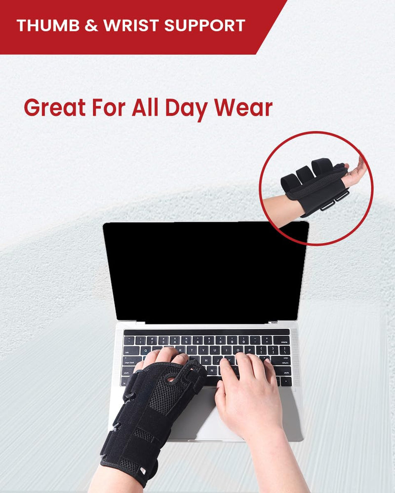 Hurmoya Wrist Brace Thumb Spica Splint Support for Carpal Tunnel, De Quervain's Tenosynovitis, Tendonitis Pain Arthritis Trigger for Man and Women (Large - Right Hand) Large