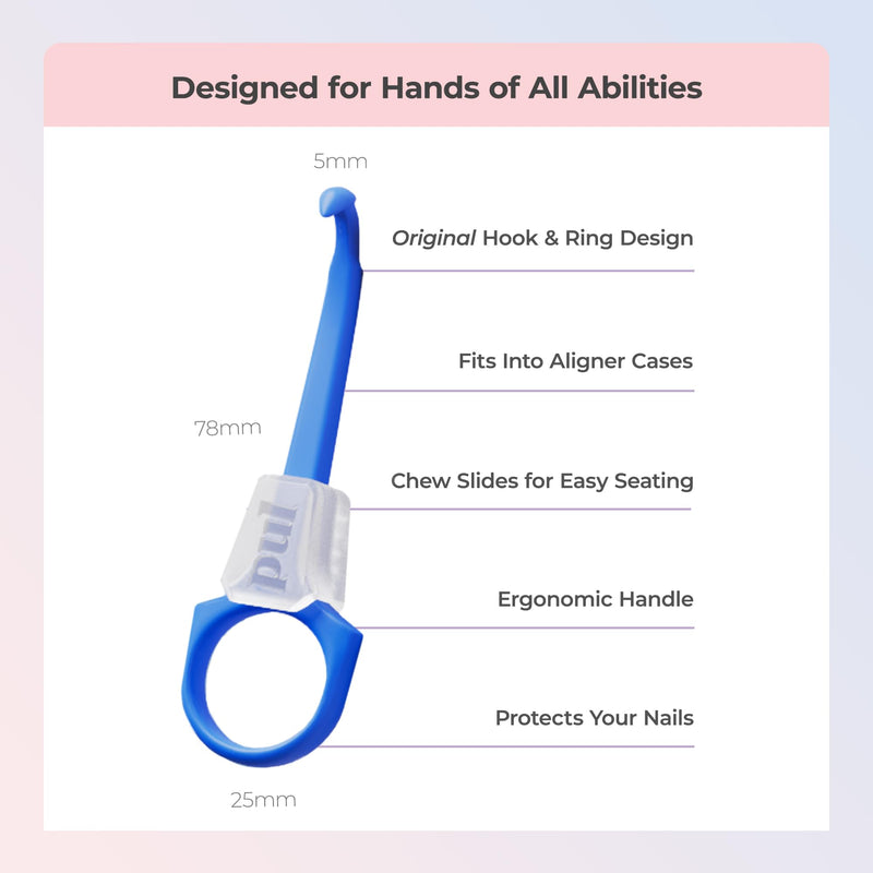 PUL Pack of 2 Reusable 2-in-1 Aligner Seating Chewie & Removal Tool — Compatible with Invisalign, Removable Braces, Retainers, Trays – Easy-to-Use Remover & Chew, Dental & Oral Hygiene – Blue, Black Blue + Black
