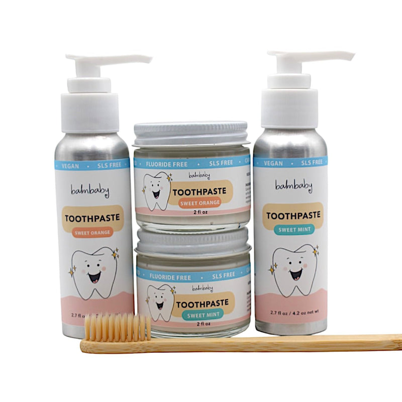 [Australia] - Kids Natural Fluoride Free Toothpaste by BALM! Baby – Children's Toothpaste in Pump Bottle, SLS Free Toothpaste with Xylitol, Vegan Gluten Free, BPA Free, Zero Waste Children’s Teeth Paste (Orange) Sweet Orange 