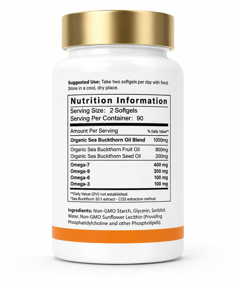 LIPOSOMAL Sea Buckthorn Oil Capsules 30,000mg | 180 Count | High Strength Vegan Supplement | Source of Omega 7 Essential Fatty Acids | No Artificial Preservatives | by Baanaas