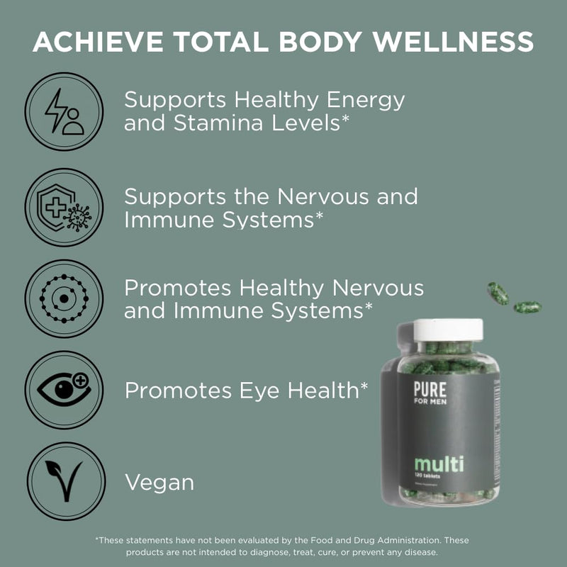 Pure for Men Multivitamin, 120 Capsules & Reset Detox Supplement, 30 Capsules