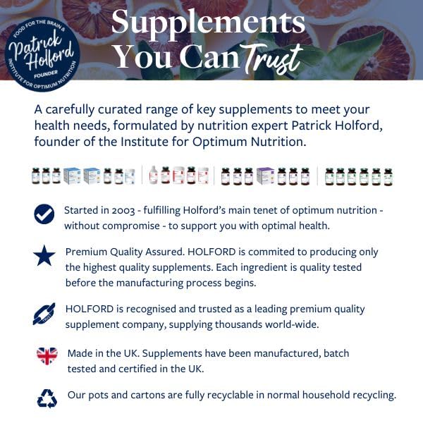 PATRICK HOLFORD Vitamin D High Strength/Vitamin D Supplement/for Immunity, Bone & Muscle Support / 1 Nutrient / 3000iu / D3 / Shiitake Mushroom Base/Naturally Sourced / 60 Capsules/Vegan /