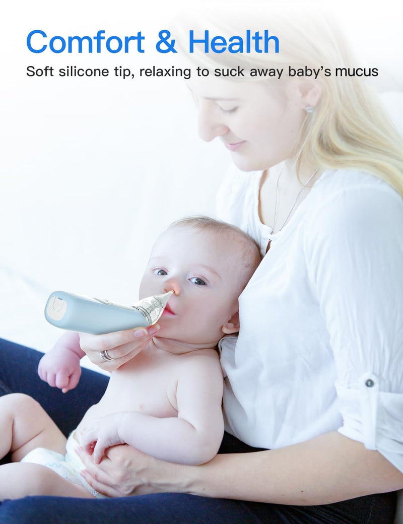 [Australia] - Baby Nasal Aspirator, Electric Nose Sucker with 5 Levels Suction, Soothing Light & Nursery Rhymes Blue 