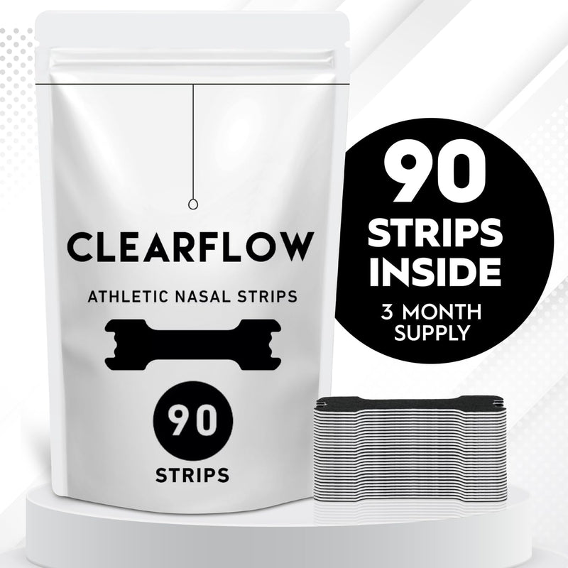 [Australia] - Performance Nose Strips for Breathing (90 Count) - Oil & Sweat Proof Adhesive - Athletic Nasal Strips for Snoring & Sleeping - Black, Extra Strength, Wide Body, Universal Fit 