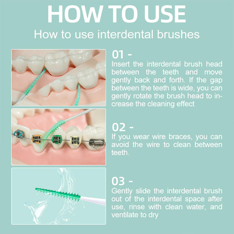 Super Deer Dental Floss Picks Soft Silicone interdental Brush, Braces Brush, Floss Picks for Teeth, Disposable interdental Brush, Suitable for Cleaning Teeth Health (2) 2