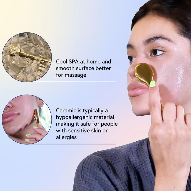 3-in-1 Face Roller for Women – Cryo Sticks for Puffiness, Skin Tightening & Face Lifting, Facial Roller with Cream Spatula, Travel-Friendly Design
