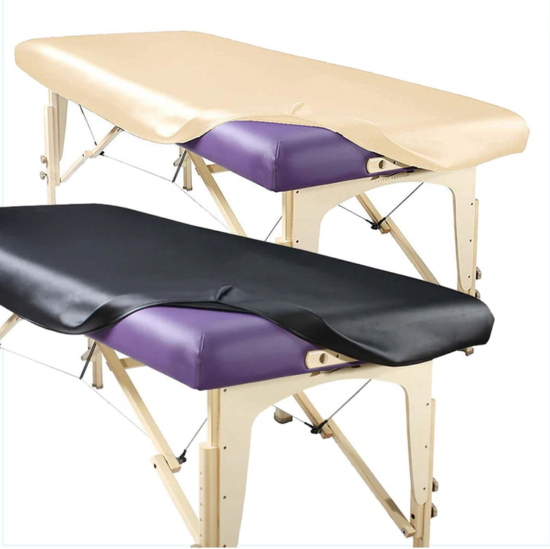 [Australia] - Vinyl Massage Table Protector Cover Fitted (Black) Black 