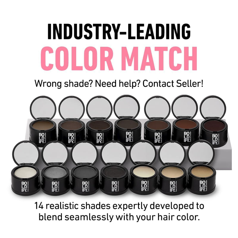 Boldify Hairline Powder, Root Touch Up Hair Color Black 4g | Instantly Fills Thinning Hair & Sparse Hairlines - Root Cover Up for Gray Hair - Water-Resistant, Sweat-Proof 24-Hour Wear