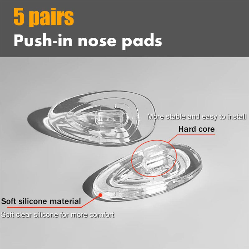 [Australia] - Kotkiddy 5 Pairs of Plug-In Nose Pads Non-Slip Glasses Nose Pads Soft Silicone Transparent Sunglasses Non-Slip Stopper Glasses Nose Pad Glasses Accessories 