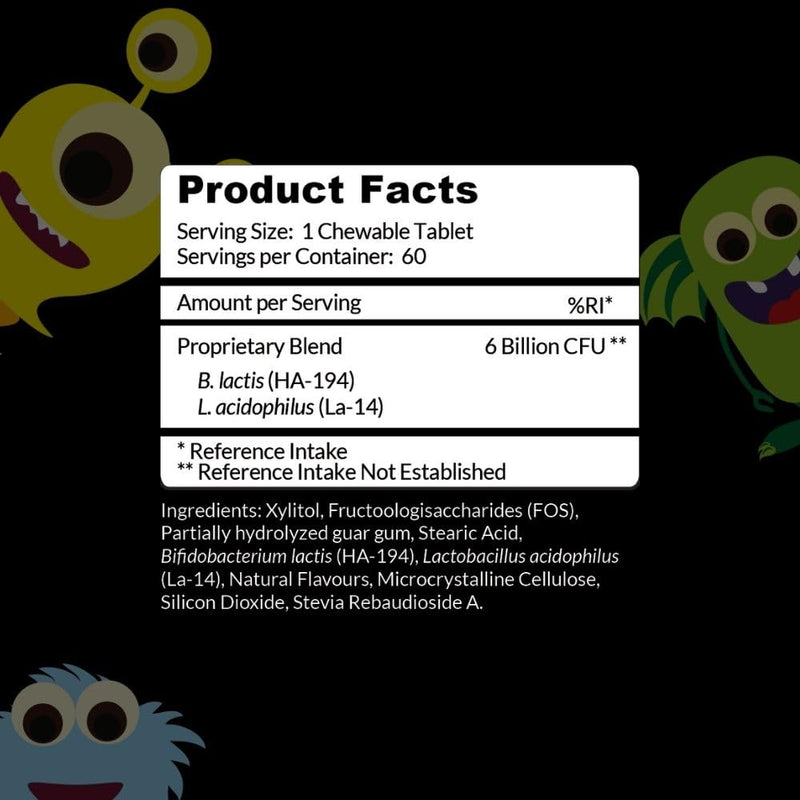 Intelligent Labs 6 Billion CFU Kids/Children's Live Cultures and Fiber with PHGG & FOS, Once-Daily Chewable, Great Taste, 10x Effectiveness, 60-Day Supply, Third-Party Verified