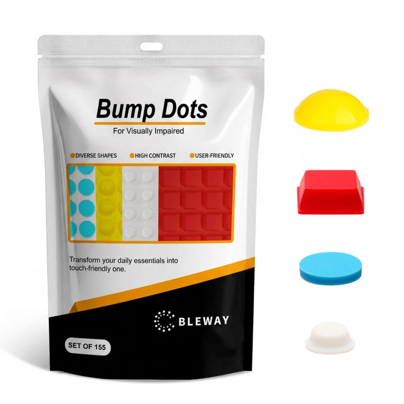 Bump Dots for Visually Impaired 155 Pcs Combo Pack(Yellow,Blue,White,Red) - Low Vision Aids Braille Stickers Raised Tactile Dots for Elderly, Blind