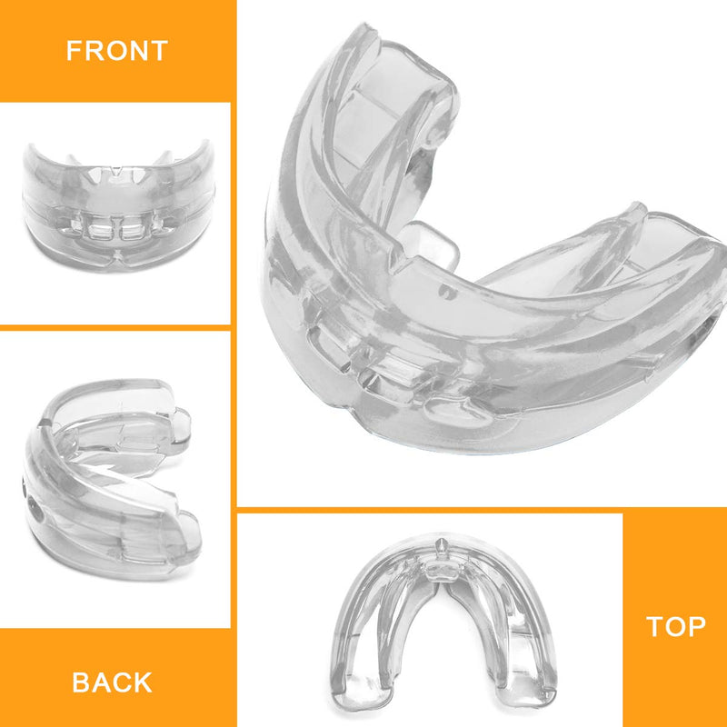 Coolrunner Double Braces Mouth Guard, Mouth Guard Sports, Athletic Mouth Guards, Youth Mouthguard for Upper and Lower Teeth Protection, No Boiling Required for Youth, Teenager (Transparent) Transparent