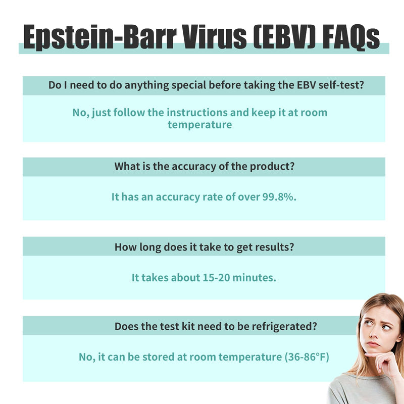Epstein Barr (EBV) Test at-Home Testing，Highly Accurate, Easy to Read and use. Against The Epstein-Barr Virus’s VCA and EBNA，Quick Results Within 15 Minutes.