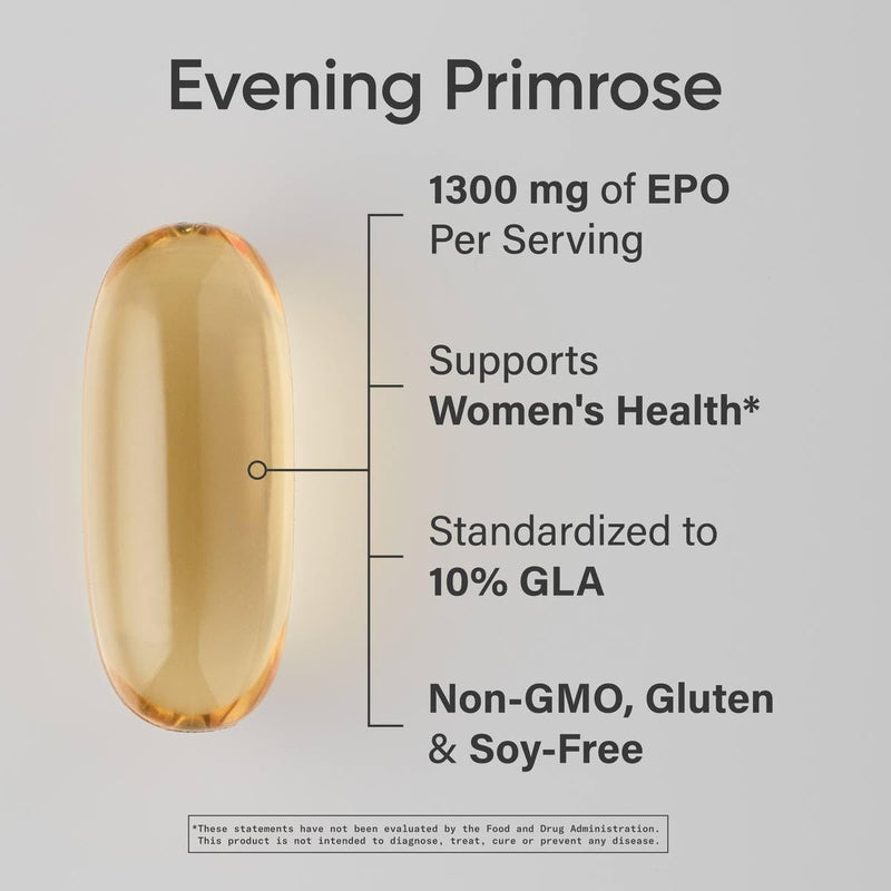[Australia] - Sports Research Evening Primrose Oil (1300mg) 120 Liquid Softgels ~ Cold-Pressed with No fillers or Artificial Ingredients ~ Non-GMO & Gluten Free 120 Count (Pack of 1) 