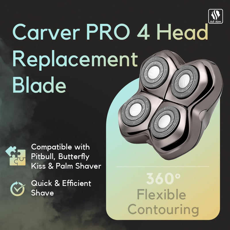 [Australia] - Skull Shaver Carver PRO 4 Head Replacement Blade - Shaver Blade for Wet & Dry Shaving - Rotary Heads Design - Japanese Stainless Steel - Compatible with Pitbull, Palm & Butterfly Kiss Shavers 