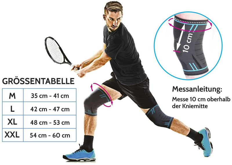 [Australia] - AGILE NOW® knee bandage set of 2 premium stabilizes and protects the joints with every movement, knee bandage for men and women, non-slip and breathable knee pads, for every sport XL Blue Line 