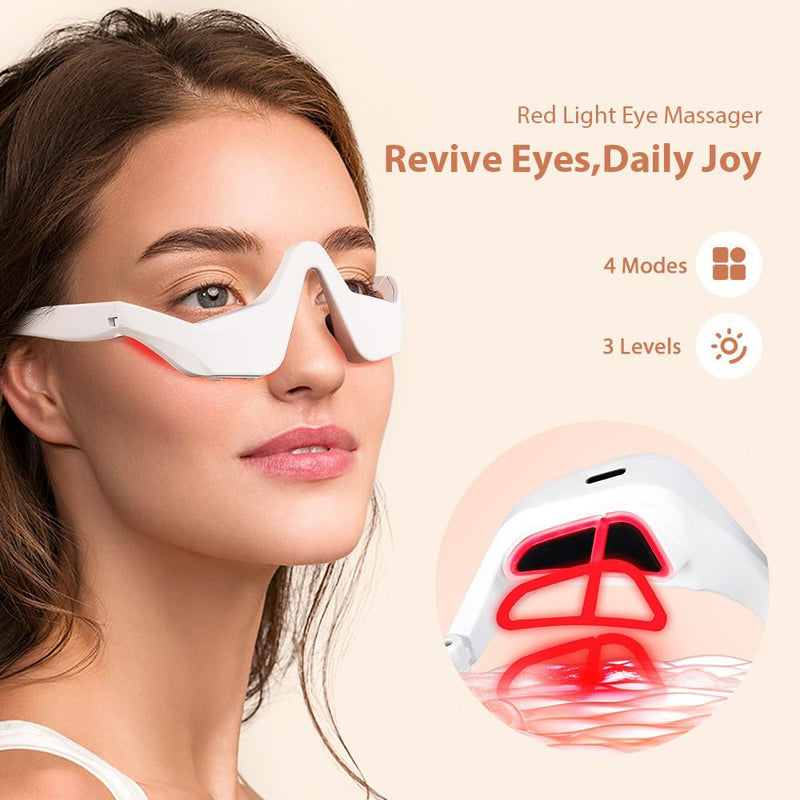 Red Light & Microcurrent Eye Massager – 3D Contour Under-Eye Device for Dark Circles, Puffiness, Fine Lines & Wrinkles – Rechargeable Anti-Aging Eye Therapy Glasses