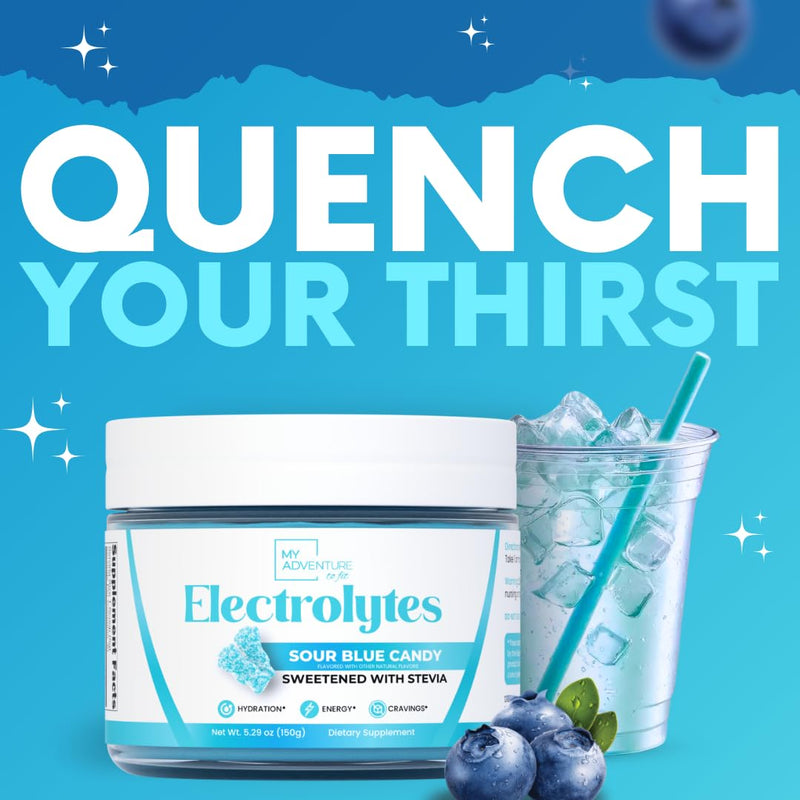 [Australia] - Zero Sugar - Sour Blue Candy Electrolytes Powder - Refreshing Hydration - Caffeine Free Energy - All Natural Ingredients - Vegan, Keto & Paleo - Sugar Free Electrolyte Powder Drink Mix - 30 Servings 5.29 Ounce (Pack of 1) 