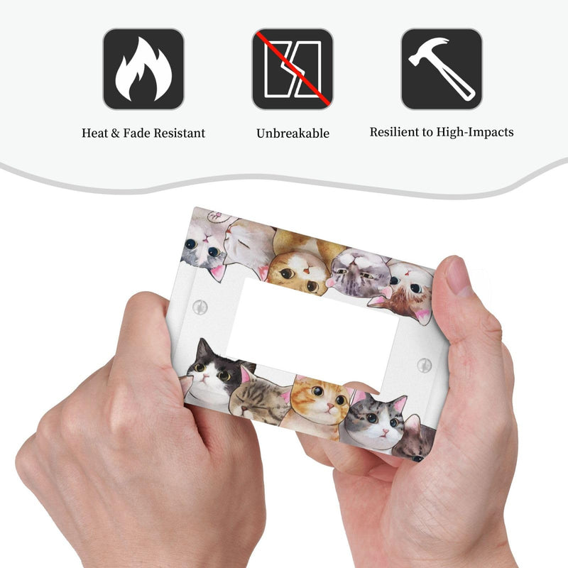 [Australia] - Decorative Outlet Wall Plate Lovely Kitten Cats 1 Gang Rocker Decorative Switchplate Faceplate Gfci Light Switch Covers for Farmhouse Home Decor 1-Gang Rocker /5 x 3 IN 