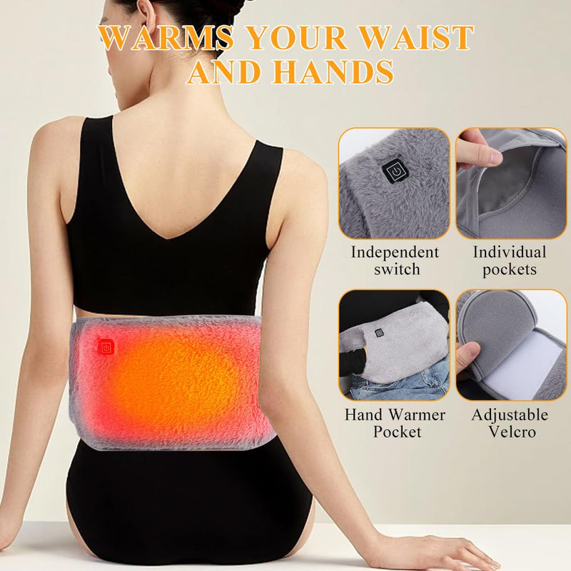 [Australia] - HASAIKA® Electric Heat Belt, Lumbar Warmer, Heat Belt with Hand Pockets, Three Level Temperature Control for Back, Abdomen and Waist Pain 