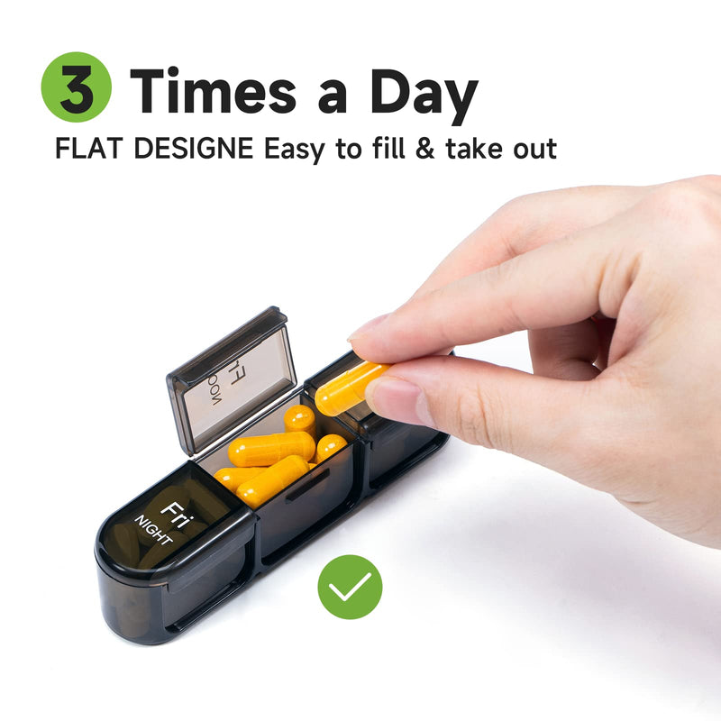 Daviky Weekly Pill Organizer 3X a Day, Travel Pill Box7 Day Light-Proof | Pill Case 3 Times a Day, Easy Open, Arthritis-Friendly, Large Capacity, for Medication, Vitamin, Fish Oil, Supplement, Black