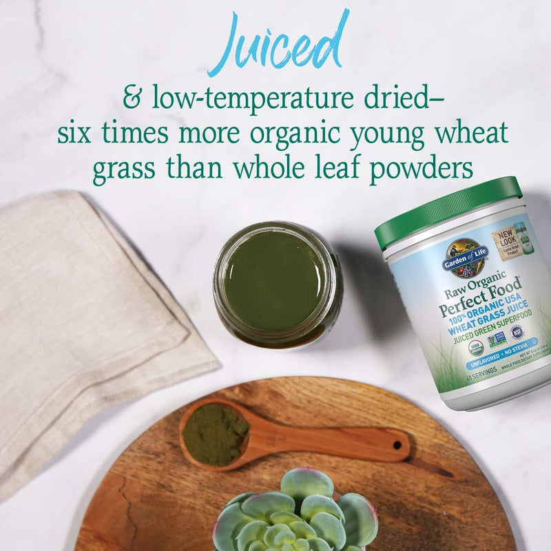 [Australia] - Garden of Life Raw 100% Organic Perfect Food USA Wheat Grass Juice - Green Superfood Powder, 60 Servings - Stevia & Gluten Free, Non-GMO, Vegan, Whole Food Dietary Supplement, 8.46 Oz Unflavored 8.46 Ounce (Pack of 1) 