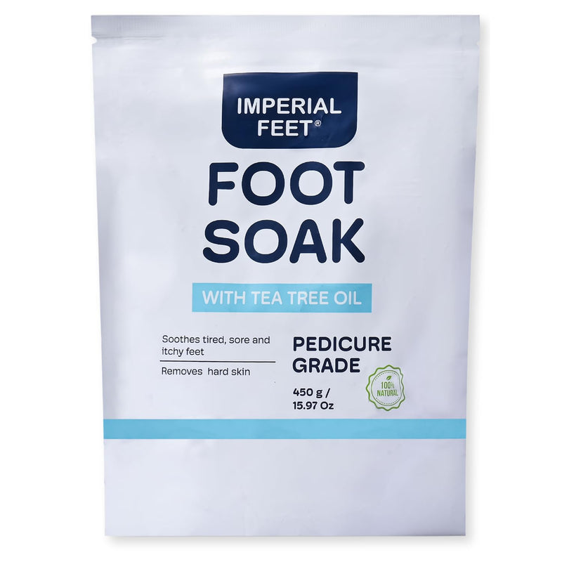 [Australia] - Epsom Salt Foot Soak w Tea Tree for Foot Bath (PEDICURE GRADE) - Toenail Repair, and Fungus Athletes Foot, Softens Calluses, Tired Feet, Nail Discoloration Foot Soak Salts, Smelly Foot Therapy16oz 