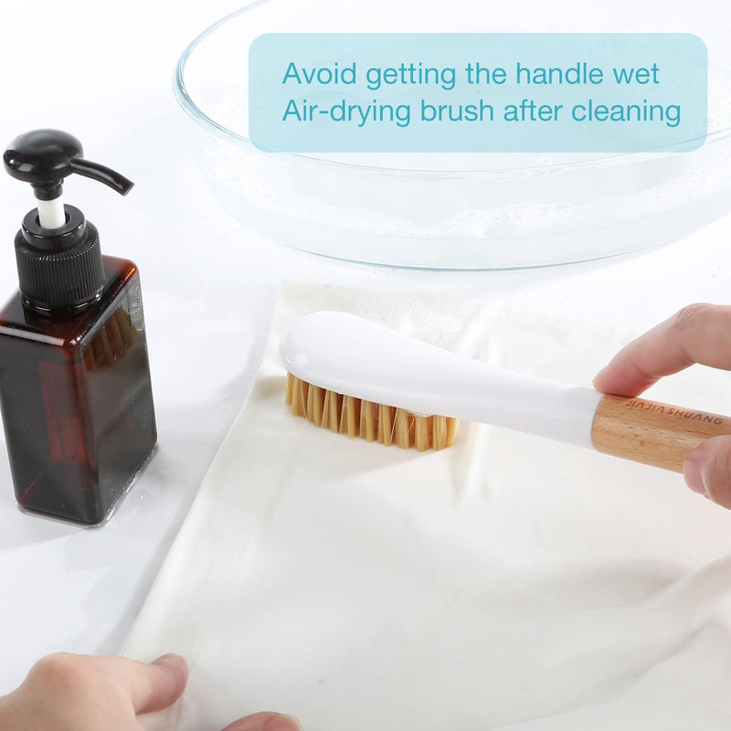 [Australia] - Wood Laundry Brush, OSCIOSS Laundry Stain Brush wth Long Handle and Soft Bristle for Cleaning Clothes & Shoes, Protable Laundry Brush for Stains on Clothes, Natural 