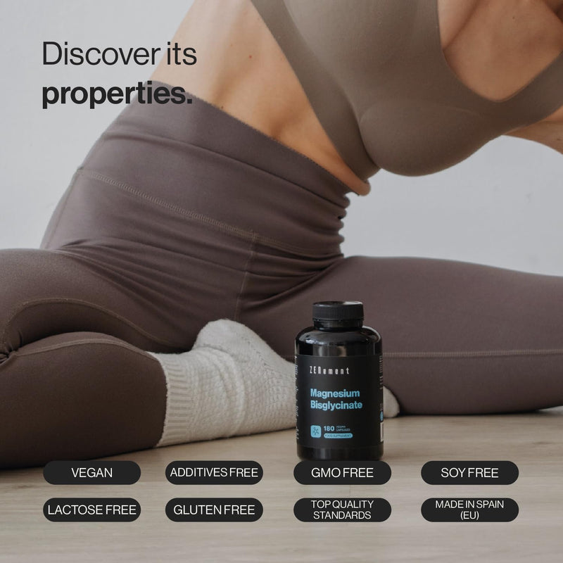 Magnesium Glycinate (Bisglycinate), Chelated Magnesium Supplements | 180 Vegan Premium Magnesium Capsules (3 Month Supply) | Providing 350mg Elemental Magnesium Supplement | Zenement