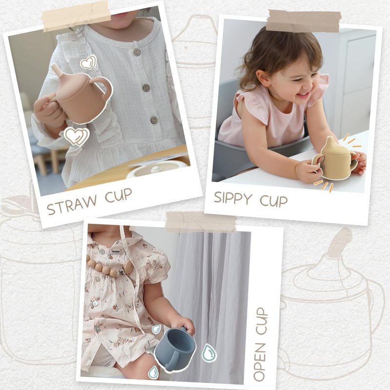 [Australia] - Moonkie Silicone Baby Sippy Cups | 3 Stages Training Cup Straw Cup for Infants Toddlers and Kid | 4 oz (Sage) Sage 