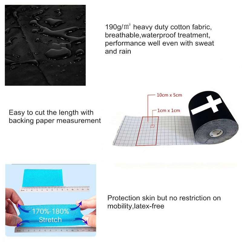 2 Rolls Faith Cross Turf Tape Football - Extra Wide Christian Athletic Turf Tape - Ultra Sticky & Latex Free, Protects from Turf Burn, Waterproof & Flexible (White & Black, 4 inch) White & Black