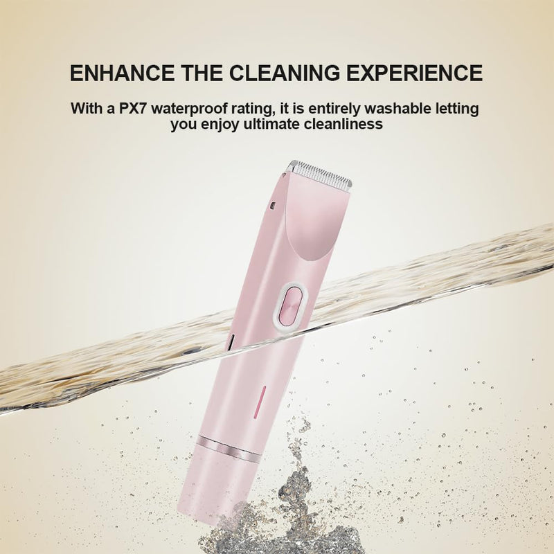 2 in 1 Womens Body Shaver,2025 Glow Aura Electric Razor, Dual Head Shaver Women, Electric Razor for Womens Legs, IPX7 Waterproof Wet & Dry Use Body Intimate Areas,Pink