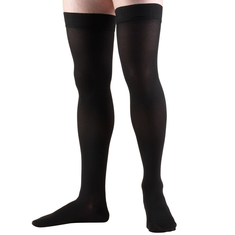 [Australia] - Truform 20-30 mmHg Compression Stockings for Men and Women, Thigh High Length, Dot Top, Closed Toe, Black, Medium Medium (1 Pair) 