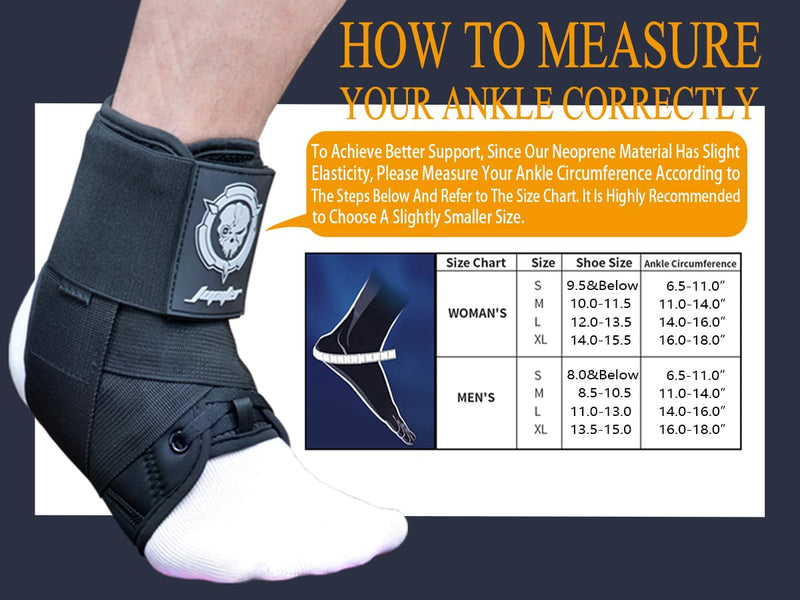 Jupiter Ankle Brace for Sprained Ankles for Women & Men, Made of Neoprene with Dual Springs, for Injury Recover, Running, Basketball and Cycling(Black L 14‘’-16‘’) Large black