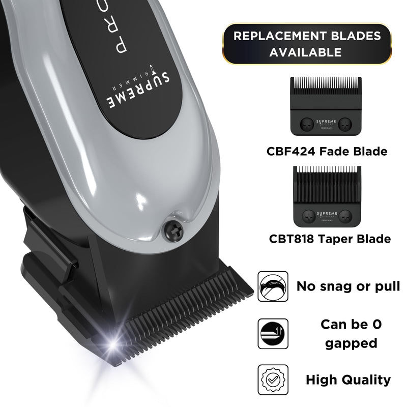 [Australia] - Supreme Trimmer Pro Clipper Lite | 210 Min Run Time Professional Hair Cutting Tool Set + Hair Comb, Scissors & Fade Blade | STC5000 Gray 
