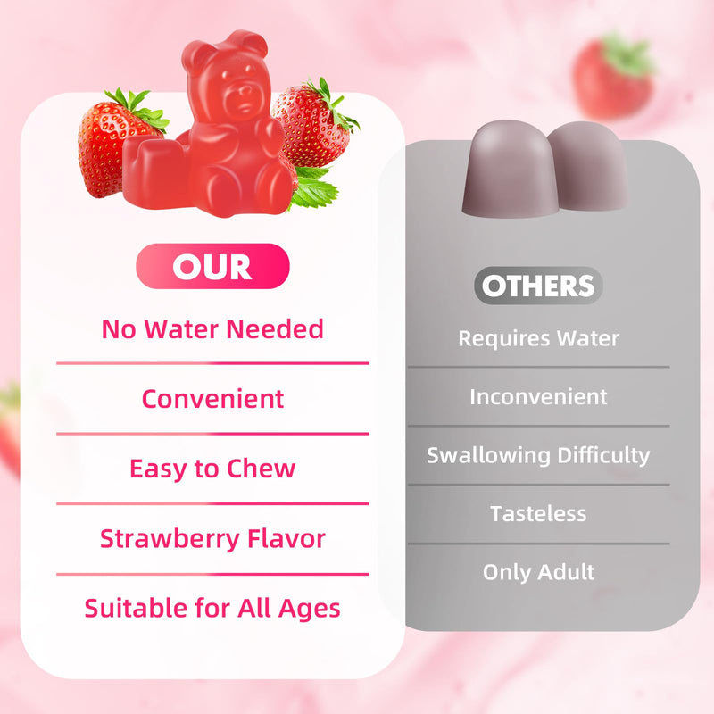 [Australia] - L-Lysine 1000mg Gummies, Chewable Lysine Supplement for Adults & Kids Immune Support, Essential Amino Acid, Vegetarian, Non-GMO, Sugar-Free, Gluten Free, Strawberry Flavor, 60 Counts 60 Count (Pack of 1) 