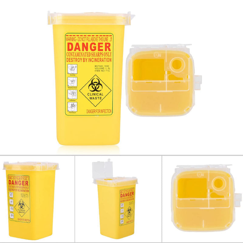 [Australia] - Heaveant Needle Disposal Container, 1 Liter Syringe Bucket Sharps Container Box, Tattoo Medical Disposal Biohazard Needle Waste Box with Lid for Tattoo Medical (Yellow) Yellow 