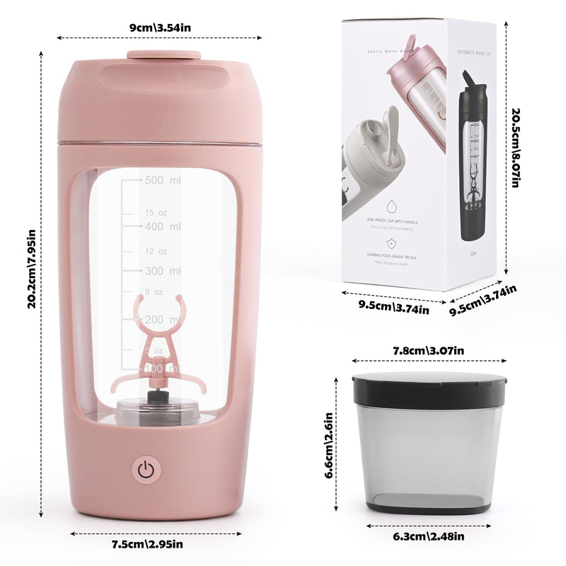 [Australia] - Shaker Bottle, Electric Shaker, USB C Rechargeable Electric Mixer, Refillable, Powerful for Smooth Protein Shakes - Includes Additional Storage, Cup 600ml (Pink) Pink 