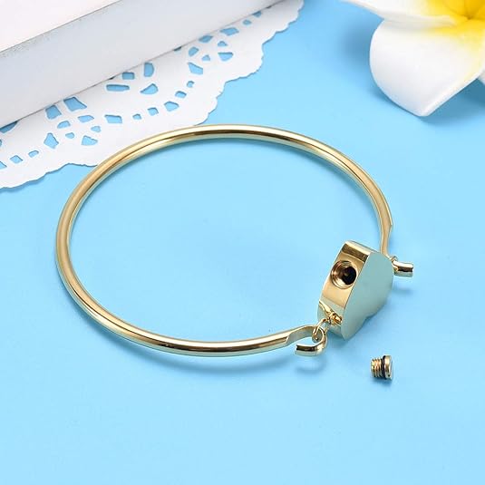 [Australia] - Heart Cremation Urn Bangle Hold Ashes of Loved Ones Memorial Jewelry -Engravable &amp;Expandable 
