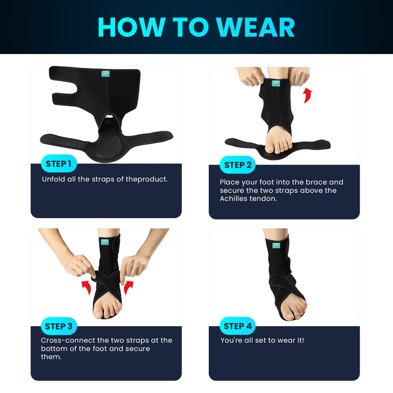 Welnove Adjustable Drop Foot Brace for Everyday Support – Stabilizes Ankle and Arch, Aids Recovery and Comfort for Foot Drop, Plantar Fasciitis, and Nerve Injuries（Include Left and Right）