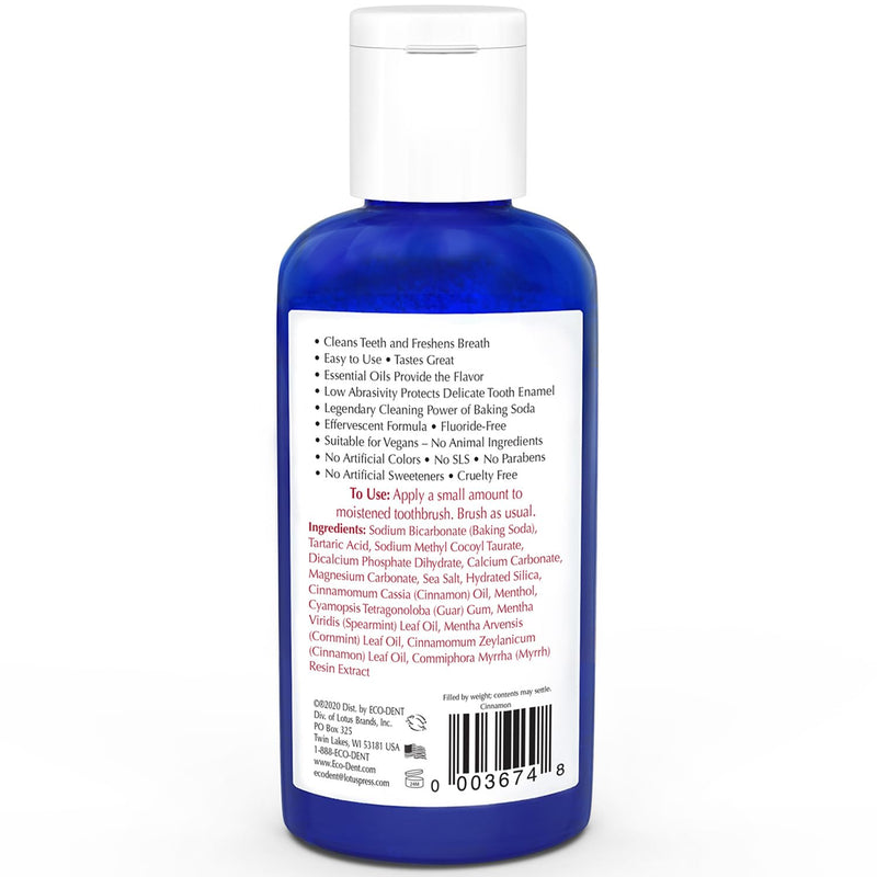 ECO-DENT DailyCare Toothpowder Cinnamon 2 oz Bottle - 2 Pack 2 Ounce (Pack of 2)