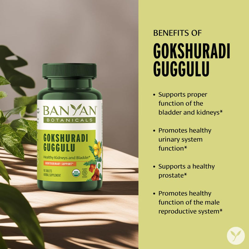 [Australia] - Banyan Botanicals Gokshuradi Guggulu Tablets – Organic Ayurvedic Supplement with Guggulu Resin and Gokshura – Supports Urinary Tract Health – 90 Tablets – Non-GMO Sustainably Sourced Vegan 