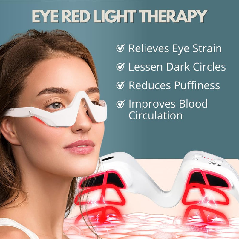 Under Eye Red Light Therapy, Rechargeable Eye Massager for Dark Circles Under Eye Bag Puffy Wrinkles Fine Lines