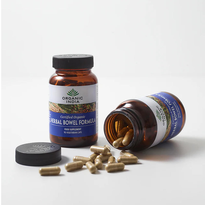 Organic India Herbal Bowel Formula - Organic Bael Leaf, Chandrashoor Seed & Psyllium Husk - Supports Digestive Balance & Regularity - Supplements for Men & Women - Vegan & Additive Free - 90 Capsules