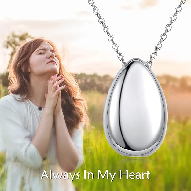 [Australia] - JMQJewelry Urn Stainless Steel Memorial Cremation Ashes Urn Pendant Necklace Keepsake Women Jewelry Water drop 