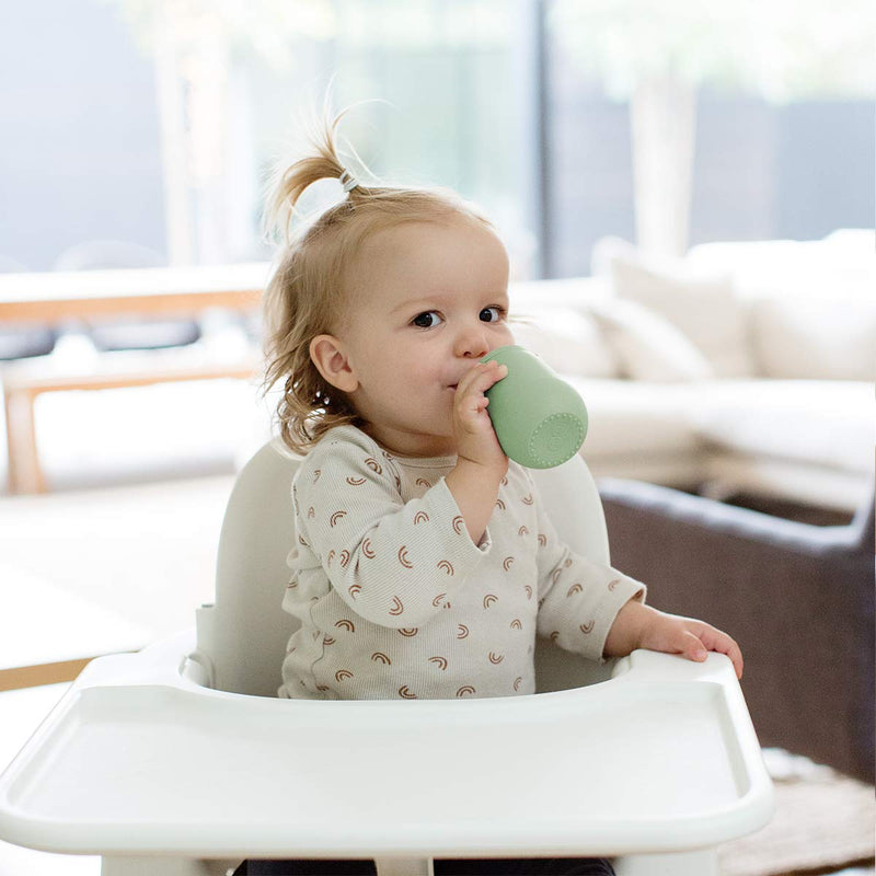 [Australia] - ezpz Mini Cup + Straw Training System (Sage) - 9 Months+ - 100% Silicone Training Cup for Infants + Toddlers - Designed by a Pediatric Feeding Specialist Sage 4 Ounces 