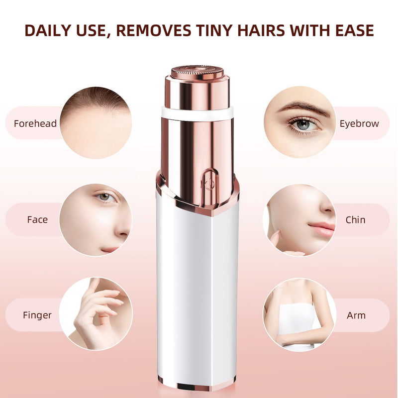 [Australia] - Facial Hair Removal for Women, Portable Lady Shaver, Rechargeable Painless Hair Remover for Face, Upper Lips, Chin, Peach Fuzz White 