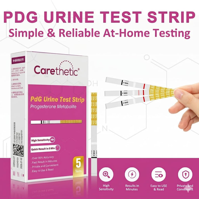 PdG Test Strips - Progesterone Urine Test Kit - At-Home Ovulation Confirmation Test for Women - 5 Tests