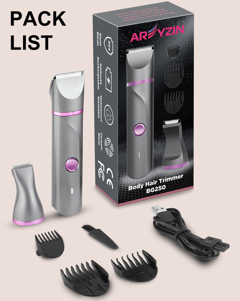 [Australia] - AREYZIN Pubic Hair Trimmer Women Bikini Trimmer Electric Shaver Razor for Bikini Armpit Legs Groin Hair Removal Body Hair Trimmer, Rechargeable Waterproof for Wet and Dry Use，Gray&Purple Gray 