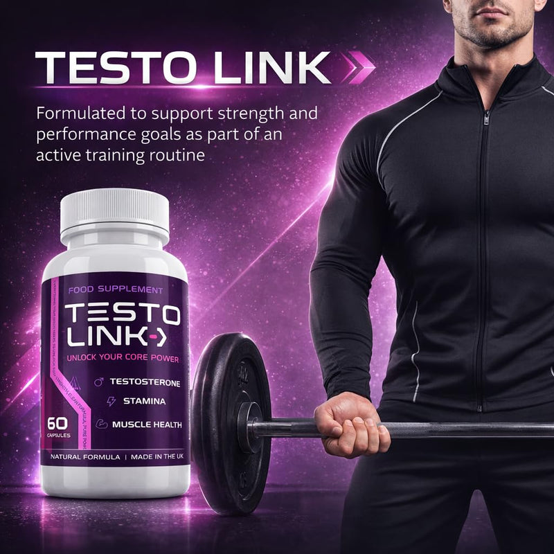 TESTO Link Food Supplement for Men – Zinc with Fenugreek, Maca Root, Ginger, Korean Panax Ginseng & Tribulus – 1 Month Supply